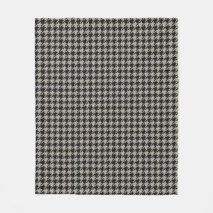 Classic Pepita Houndstooth Pattern Black Grey Fleece Blanket