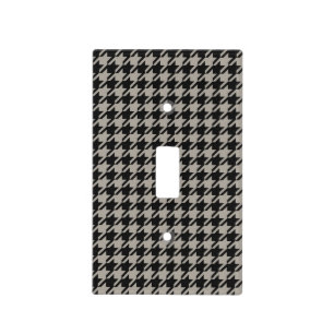 Classic Pepita Houndstooth Pattern Black Grey Light Switch Cover