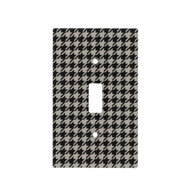 Classic Pepita Houndstooth Pattern Black Grey  Light Switch Cover (Front)
