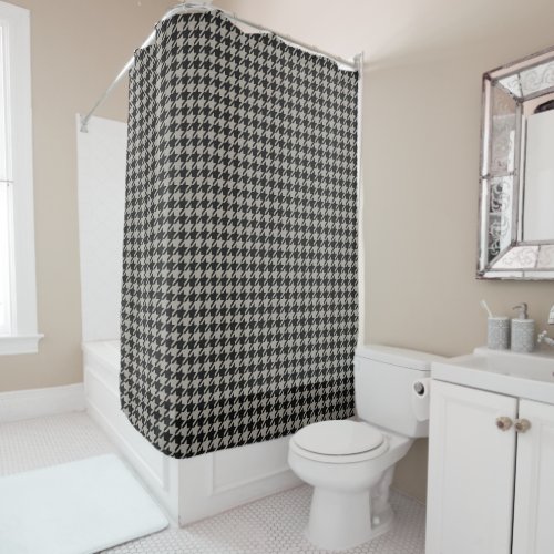 Classic Pepita Houndstooth Pattern Black Grey Men Shower Curtain