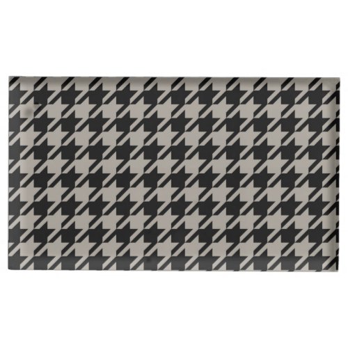 Classic Pepita Houndstooth Pattern Black Grey  Place Card Holder