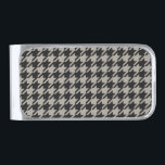 Classic Pepita Houndstooth Pattern Black Grey   Silver Finish Money Clip<br><div class="desc">Evergreen elegant and classic fabric pattern,  featuring pepita / houndstooth pattern in black and grey combination.</div>