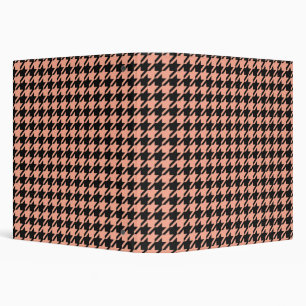 Classic Pepita Houndstooth Pattern Black Peach   3 Ring Binder