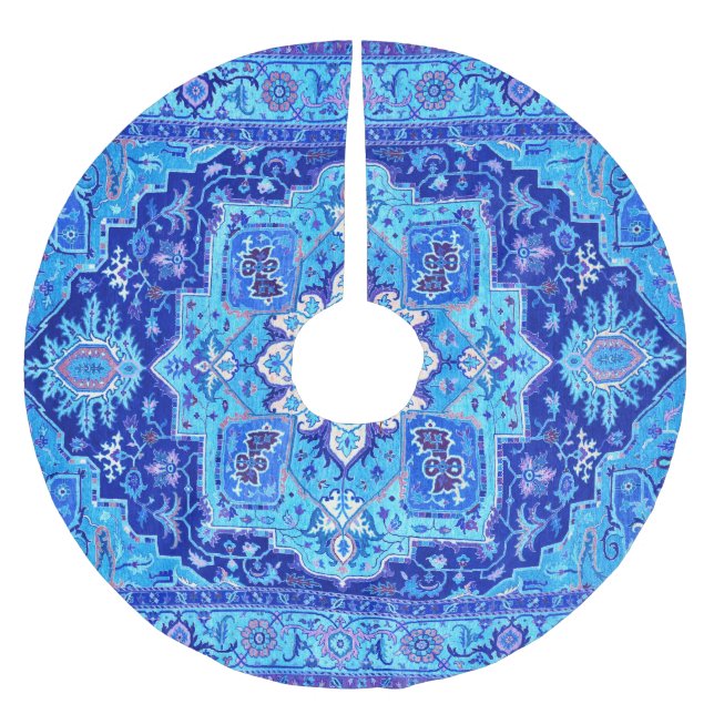 CLASSIC PERSIAN RUG - Blue Brushed Polyester Tree Skirt (Front)