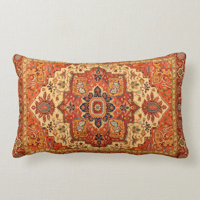 Classic Persian Rug Lumbar Pillow, Persian Rug Style Throw Pillows