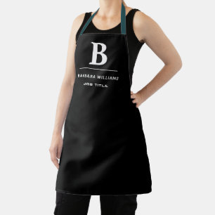 Classic Personalised Monogram Initial Black Apron