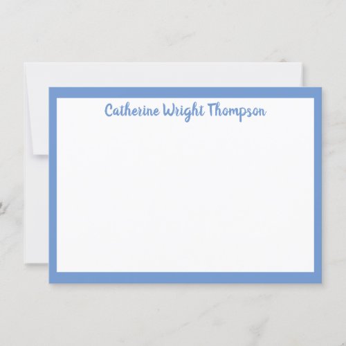 Classic Personalized Blue and White Flat Note Card