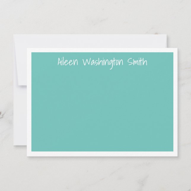 Classic Personalized Blue Flat Note Card (Front)