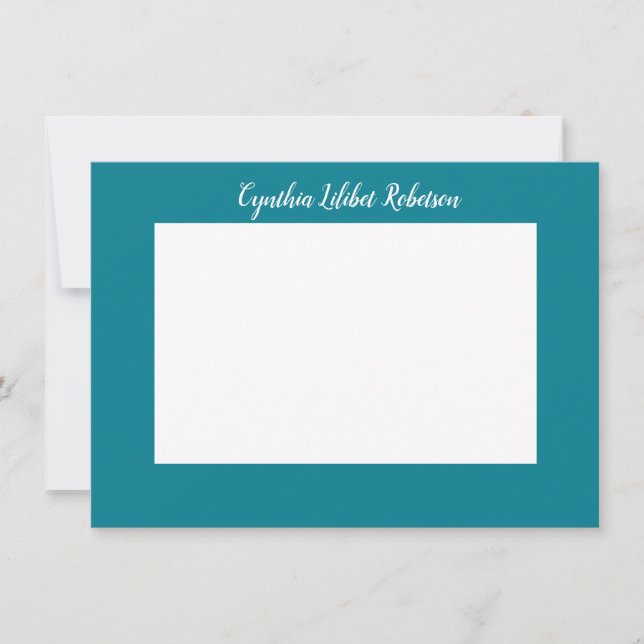 Classic Personalized Blue Green and White Flat  Invitation (Front)