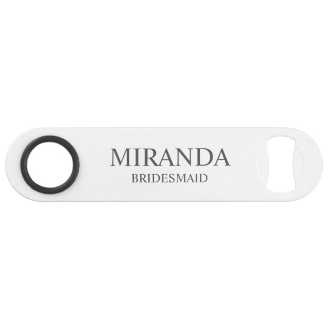 Classic Personalized Bridesmaid Name Bar Key (Front (Horizontal))