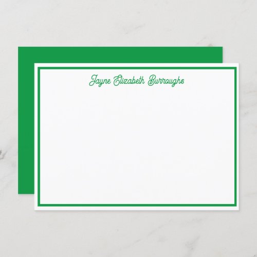 Classic Personalized Bright Green Note Card