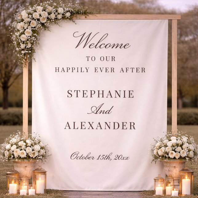 Classic Personalized Fabric Wedding Welcome Sign Tapestry (Creator Uploaded)