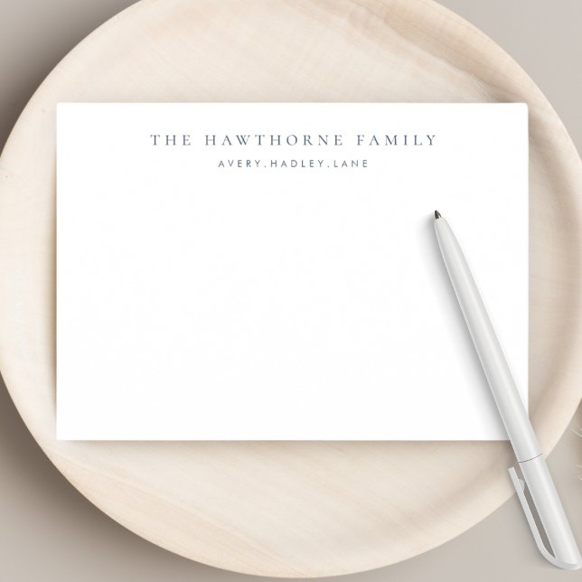 Classic Personalized Family Monogram Stationery Note Card (Creator Uploaded)