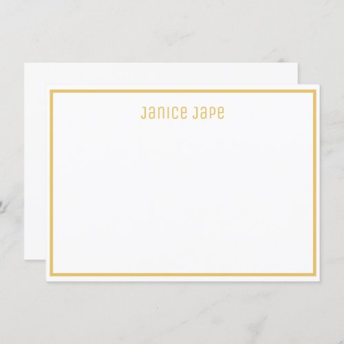 Classic Personalized Golden and White Note Card