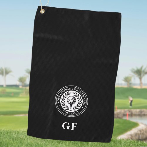 Classic Personalized Golf Club Company Name Black Golf Towel