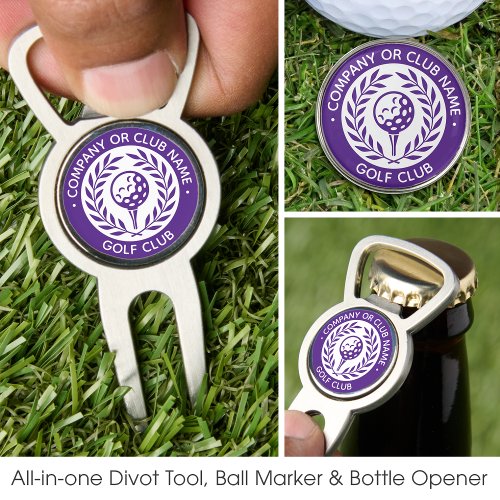 Classic Personalized Golf Club Company Name Purple Divot Tool