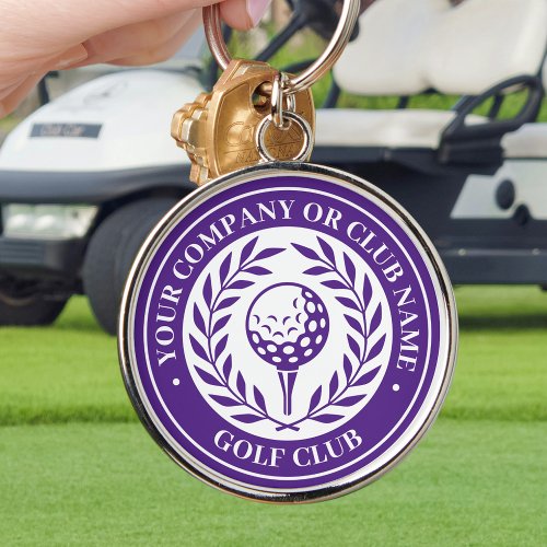Classic Personalized Golf Club Company Name Purple Keychain