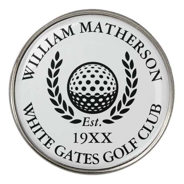Classic Personalized Golf Club Name Ball Marker (Front)