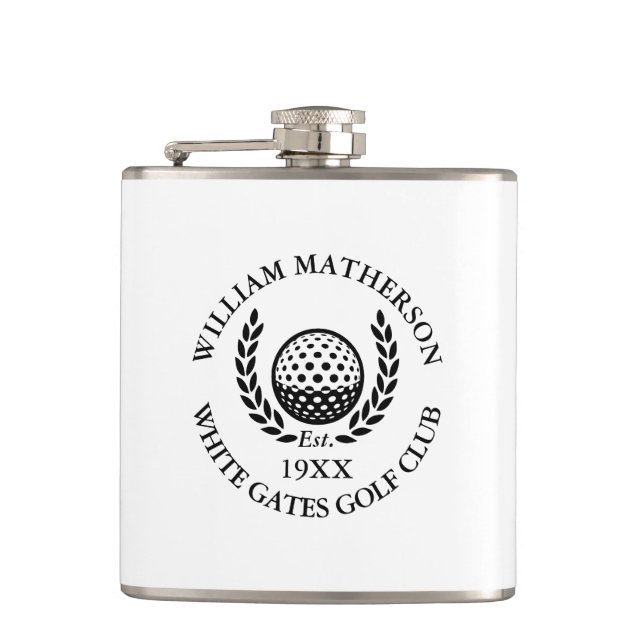Classic Personalized Golf Club Name Flask (Front)