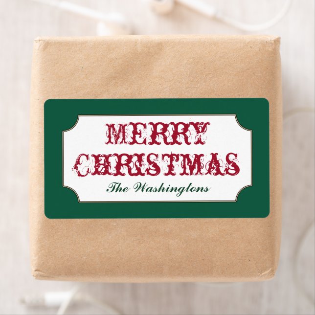 Classic Personalized Green Christmas Gift Labels (Insitu)