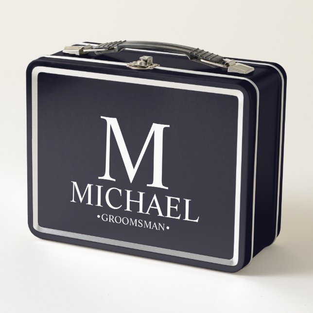 Classic Personalized Groomsman Metal Gift Box (Front)
