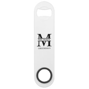 Classic Personalized Groomsman Monogram and Name Bar Key
