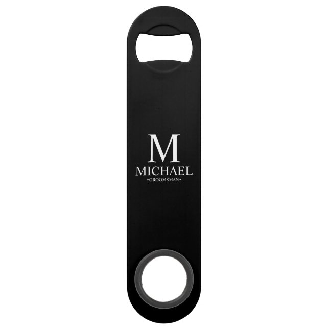Classic Personalized Groomsman Monogram and Name Bar Key (Front)