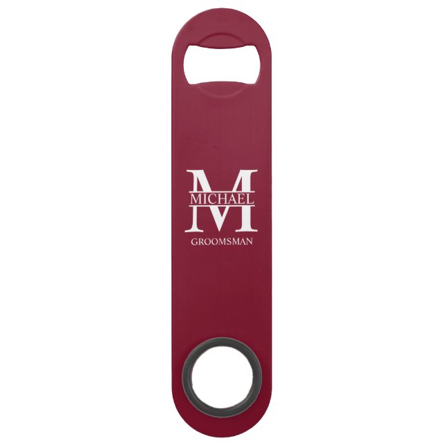 Classic Personalized Groomsman Monogram and Name Bar Key (Front)