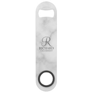 Classic Personalized Groomsman Monogram and Name Bar Key