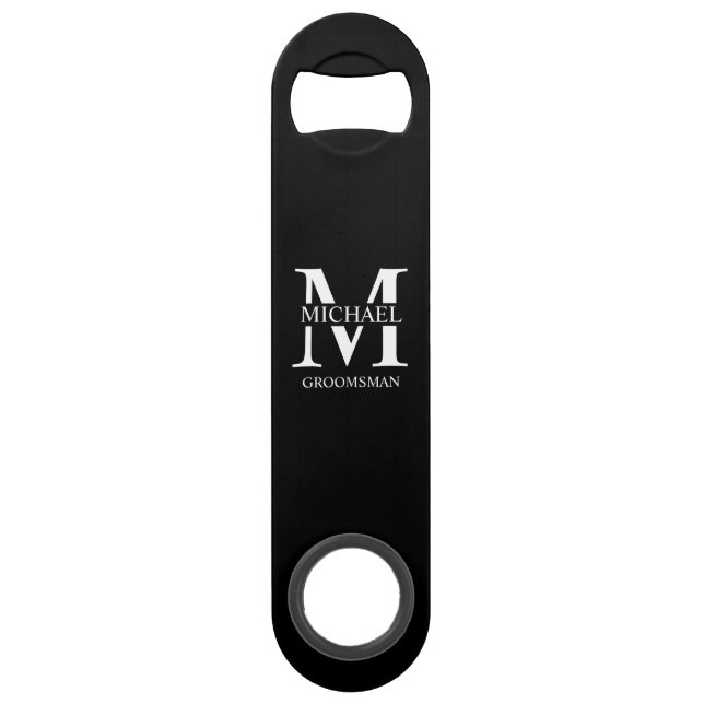 Classic Personalized Groomsman Monogram and Name Bar Key (Front)