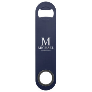 Classic Personalized Groomsman Monogram and Name Bar Key