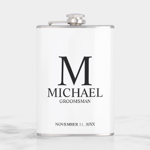 Classic Personalized Groomsman Monogram and Name Flask