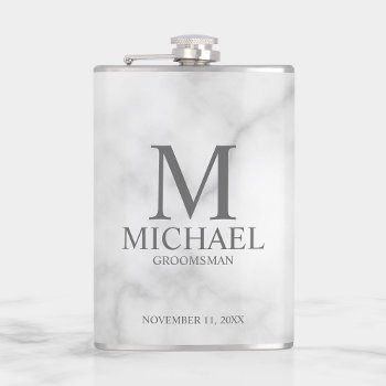 Classic Personalized Groomsman Monogram And Name Flask by manadesignco at Zazzle