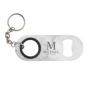 Classic Personalized Groomsman Monogram and Name Keychain Bottle Opener