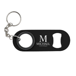 Classic Personalized Groomsman Monogram and Name Keychain Bottle Opener