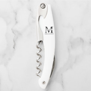 Classic Personalized Groomsman Monogram and Name Waiter's Corkscrew