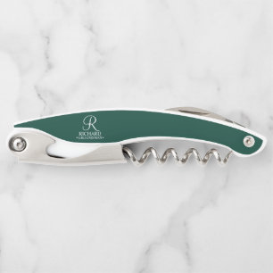Classic Personalized Groomsman Monogram and Name Waiter's Corkscrew