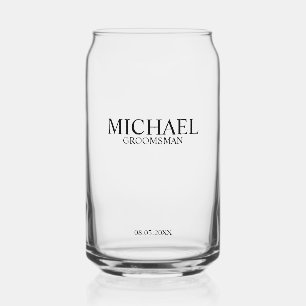 Classic Personalized Groomsman Name Can Glass