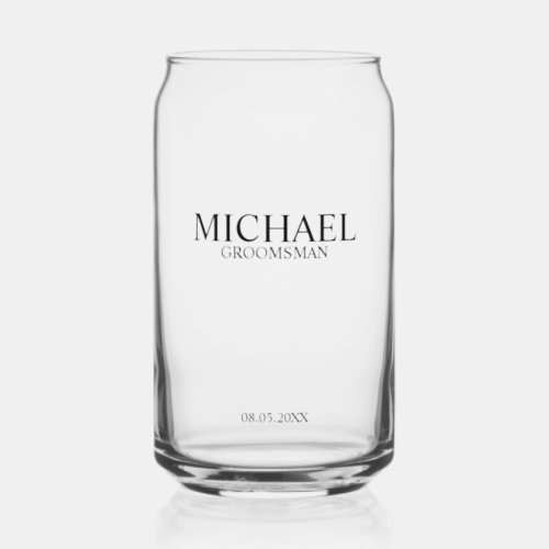 Classic Personalized Groomsman Name Can Glass