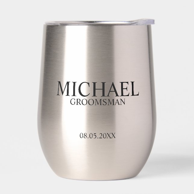 Classic Personalized Groomsman Name Thermal Wine Tumbler (Left)
