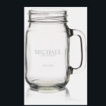 Classic Personalized Groomsmen Mason Jar W/ Handle<br><div class="desc">Classic Personalized Groomsmen Etched Glass
featuring personalized groomsman's name with title and wedding date in classic serif font style.

Also perfect for best nan,  father of the bride and more.</div>