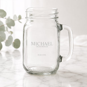 Classic Personalized Groomsmen Mason Jar W/ Handle