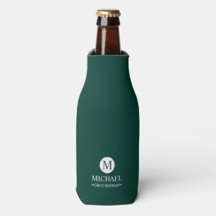 Classic Personalized Groomsmen Monogram and Name Bottle Cooler