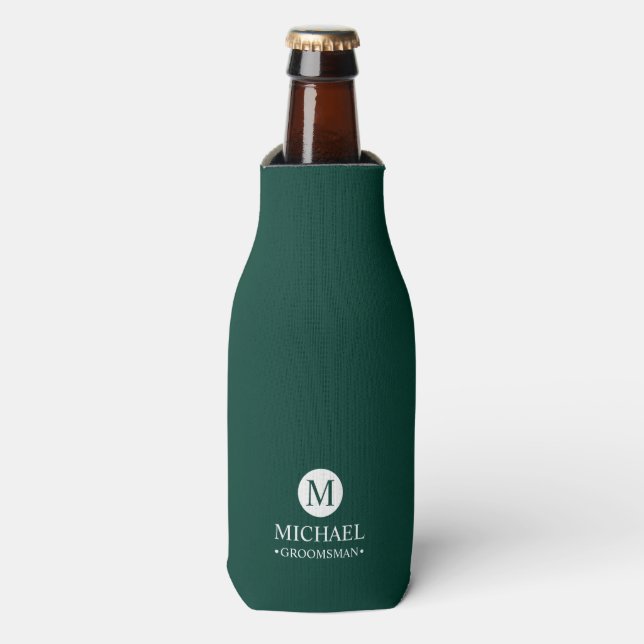 Classic Personalized Groomsmen Monogram and Name Bottle Cooler (Bottle Front)