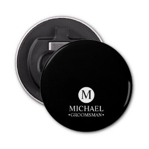 Classic Personalized Groomsmen Monogram and Name Bottle Opener
