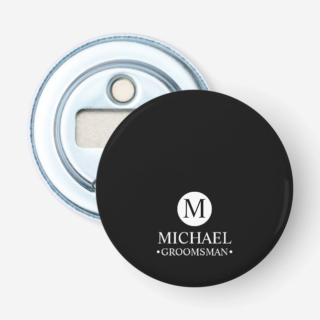 Classic Personalized Groomsmen Monogram and Name Bottle Opener (Front)