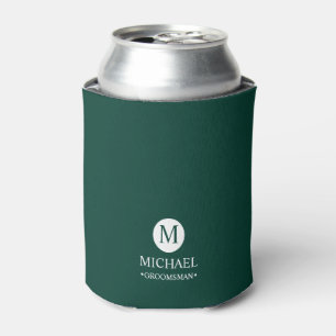 Classic Personalized Groomsmen Monogram and Name Can Cooler
