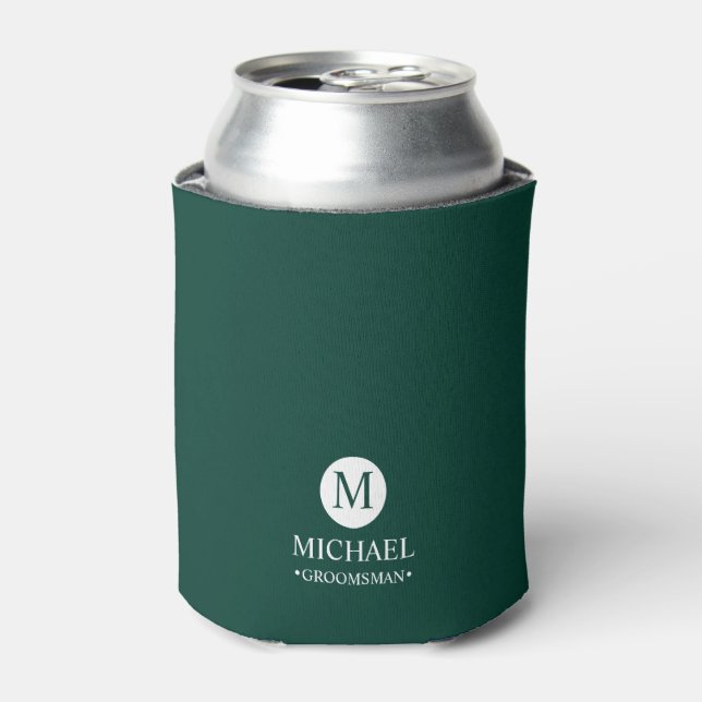 Classic Personalized Groomsmen Monogram and Name Can Cooler (Can Front)