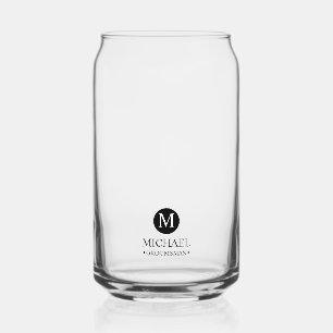 Classic Personalized Groomsmen Monogram and Name Can Glass
