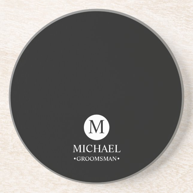 Classic Personalized Groomsmen Monogram and Name Coaster (Front)